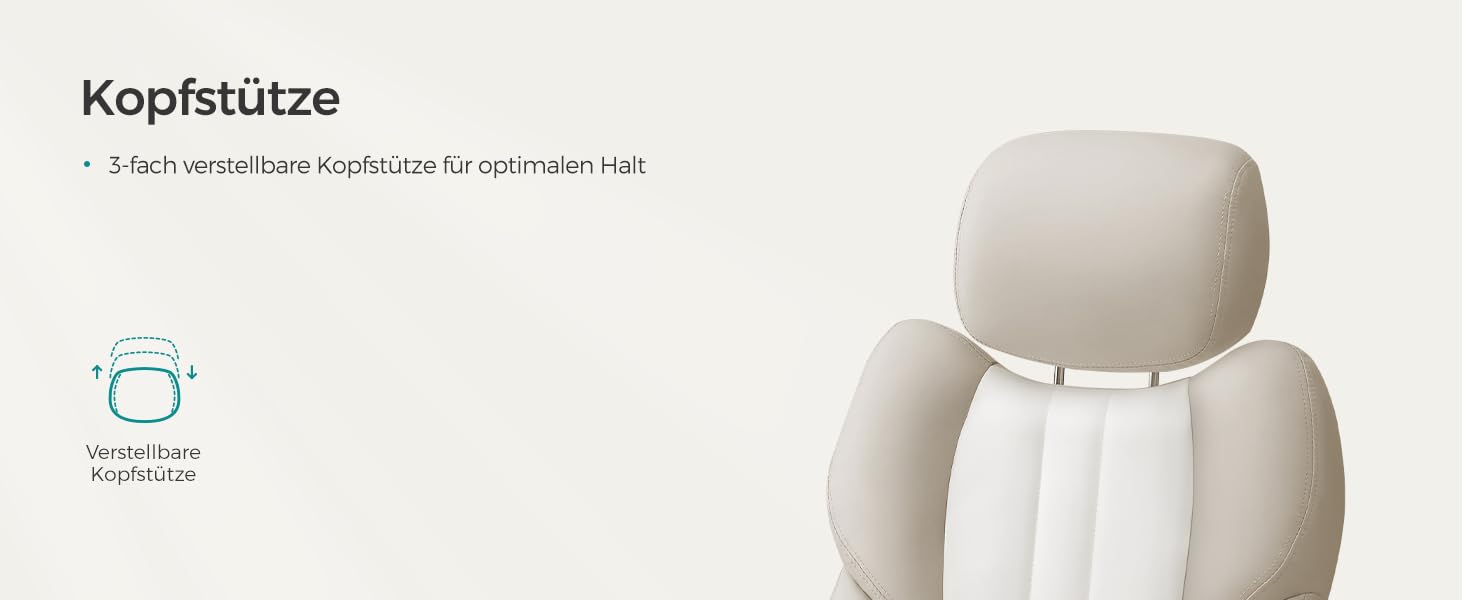 Крісло офісне SONGMICS, ігрове, регульована спинка, гойдалка, USB, підлокітники, ролики, регульована висота, OBG65BK (Крем-білий)