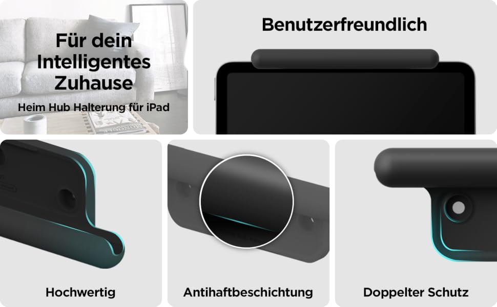 Тримач для планшета elago Home Hub Mount для Apple iPad, iPad Air/Pro, Samsung Galaxy Tab та інших планшетів, силіконовий, з кабелем-органайзером, чорний