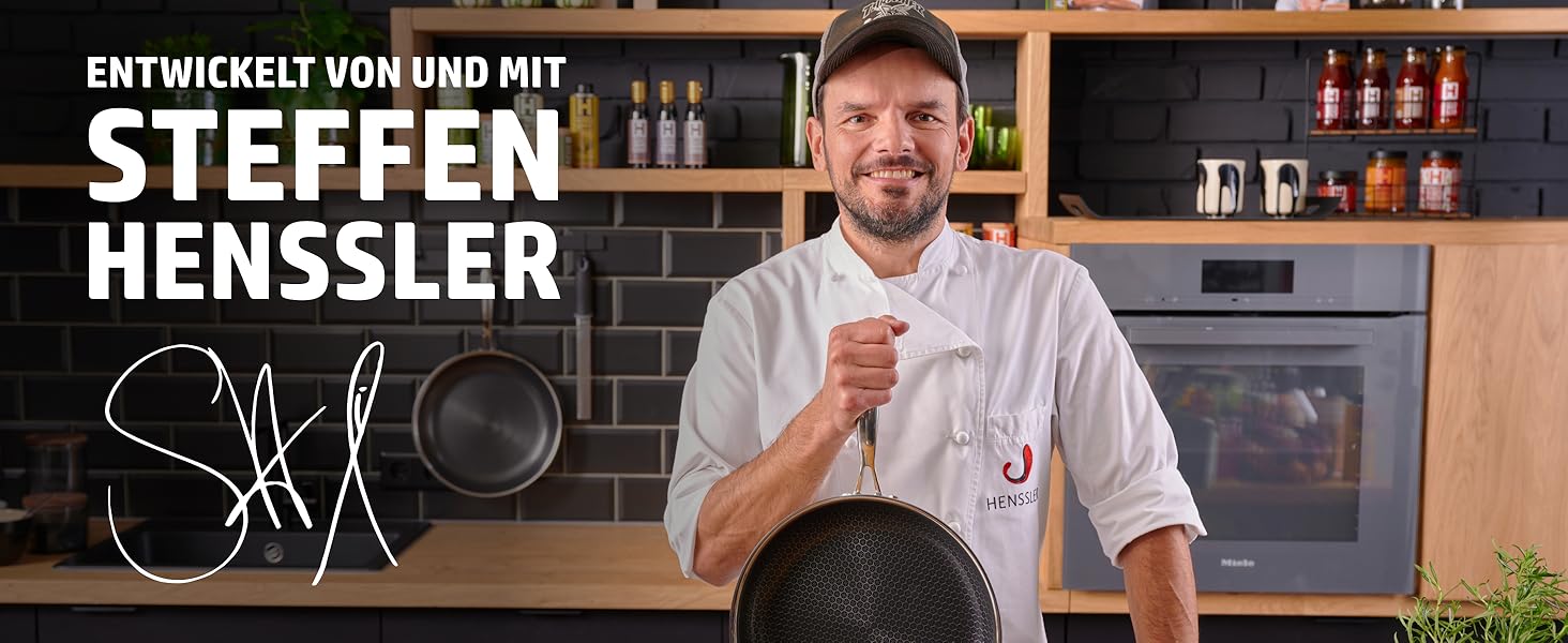Сковорода HENSSELERS® 28 см - універсальна для всіх типів плит, антипригарне покриття, індукція, стійка до порізів та подряпин