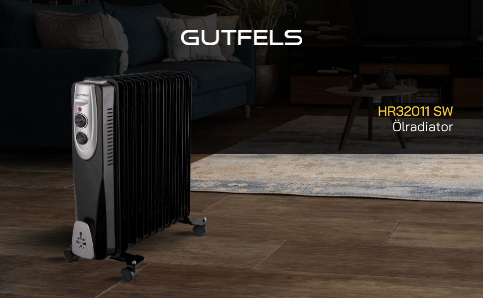 Електричний масляний радіатор Gutfels HR 32007 sw | 3 режими нагріву | 1500 Вт | Чорний