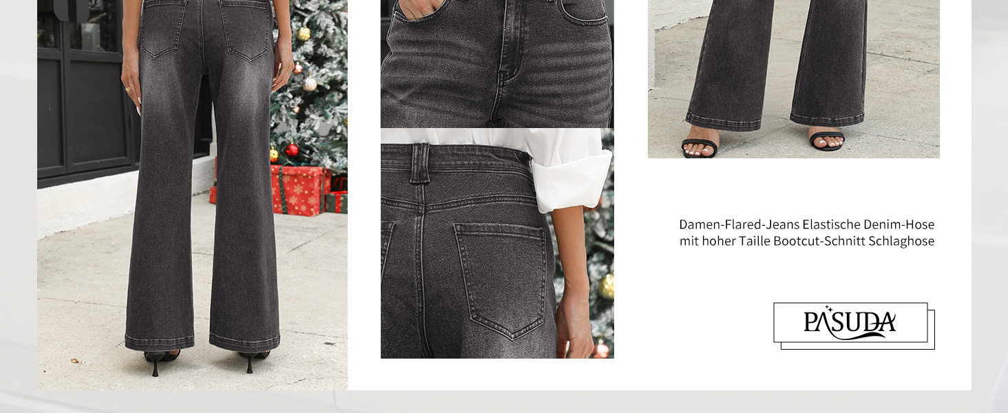 Джинси жіночі Schlaghose з високою талією, Bootcut, еластичні, світло-блакитні, розмір XL