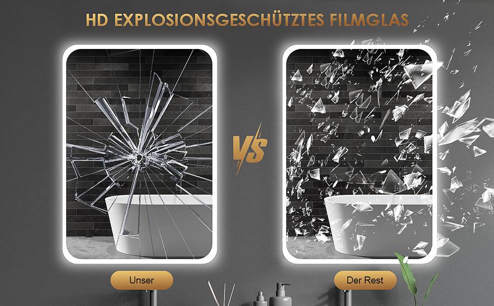 LED дзеркало для ванної кімнати з підсвічуванням 70x50 см, холодне біле світло 6000K, енергозберігаюче, настінне