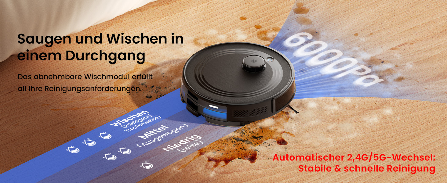 Робот-пилосос LEFANT M2 Pro з потужністю 6000 Pa, автоматичною витяжкою сміття, лазерною навігацією та картографією, індивідуальним прибиранням, уникненням перешкод PSD, ідеальний для видалення шерсті тварин, білий (M2Plus)