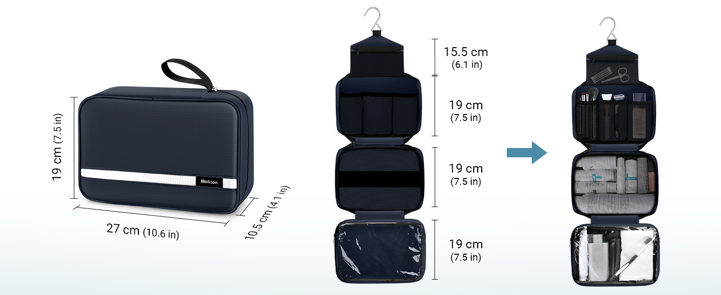 Сумка для туалетних речей Maliton: велика водонепроникна сумка для подорожей, спорту та басейну | 4 відділення | Складана | Navy Blue