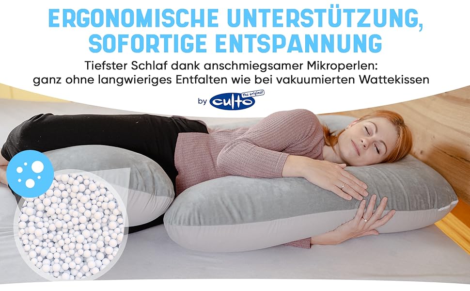 Подушка для сну на бік Katmare - вагітна подушка, подушка для годування, Body Pillow XXL з мікроперлин, знімний чохол, двостороння (зима/літо)