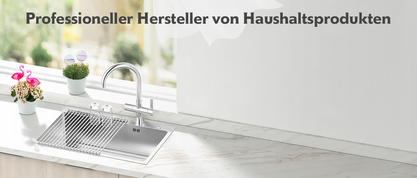 Стійка для сушіння посуду Tomorotec з алюмінію, 2 яруси, з піддоном та тримачем для столових приборів, матовий рожево-золотий