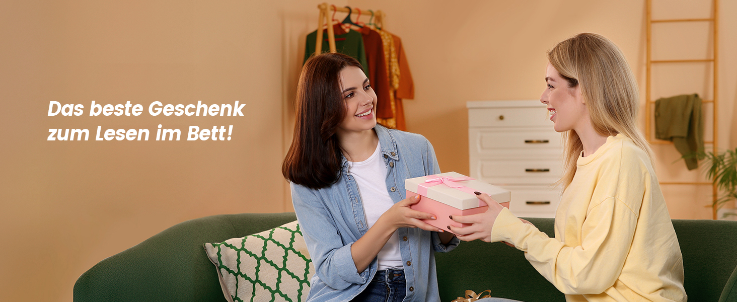 Світлодіодна приліжкова лампа Glocusent з кліпсою, 72 LED, 3 кольори, 5 рівнів яскравості, нічник, таймер, захист очей для читання, роботи (чорна з адаптером)