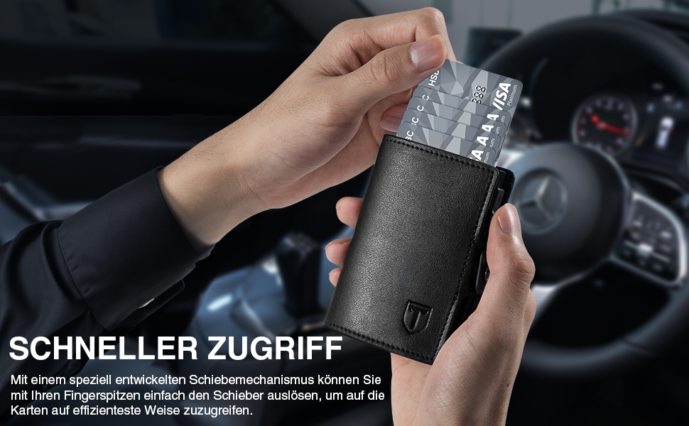 Чоловічий гаманець TENBST: тонкий, з RFID-захистом, з відділенням для монет, з натуральної шкіри, чорний