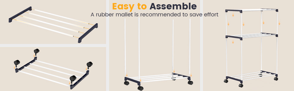 Сушарка для білизни мобільна, 3-ярусна, з коліщатками для ванної кімнати, квартири та пральні