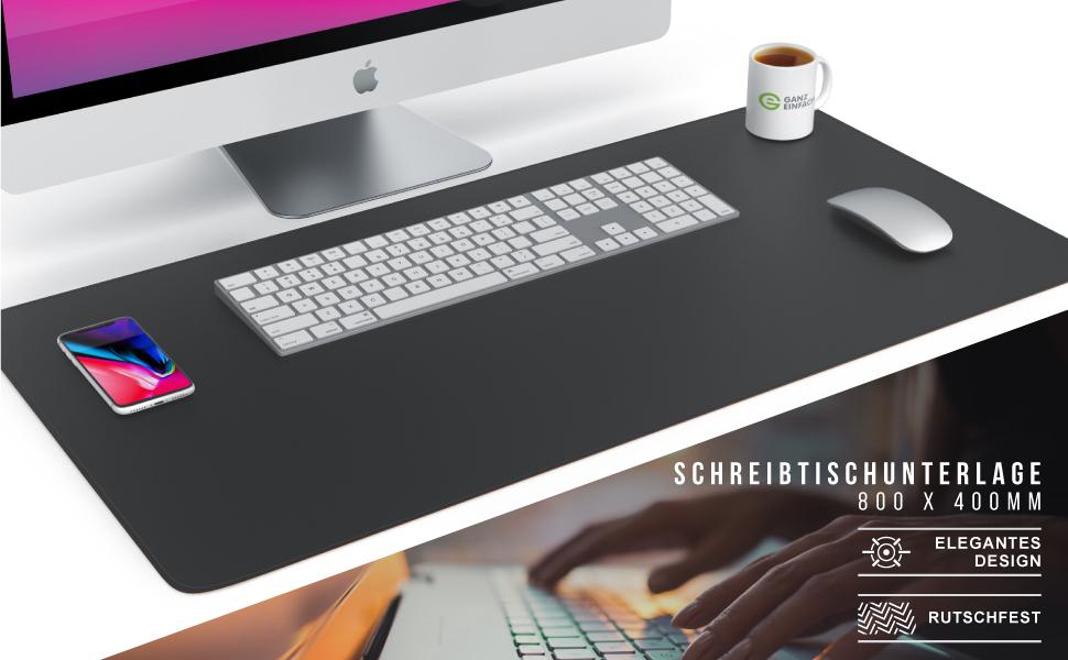 CSL Килимок для миші XXL для столу з екошкіри та корку 800x400 мм – чорний