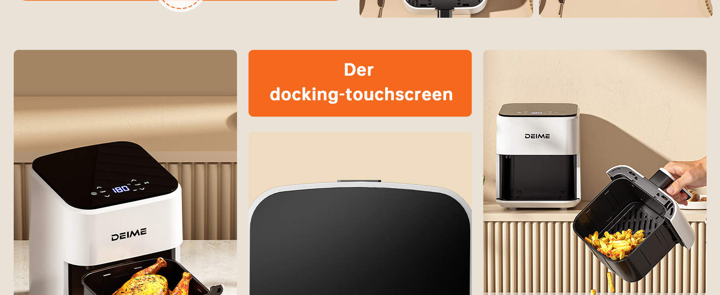 Фритюрниця Deime з гарячим повітрям 2.5 л, компактна цифрова Airfryer для випікання, розігріву та смаження, антипригарне покриття