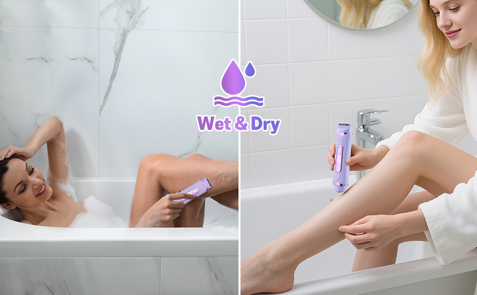 Триммер для бікіні 2025 року: 2-в-1 для жінок, водонепроникний, безболісний, для тіла. Повний комплект для догляду за інтимною зоною. Колір: фіолетовий