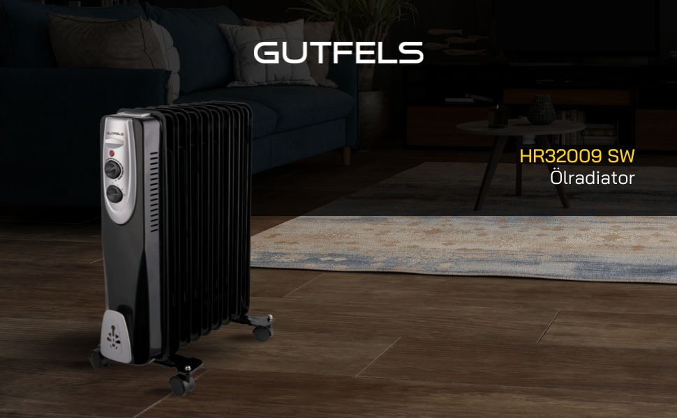 Масляний радіатор Gutfels HR 32007 sw - 1500 Вт, 3 режими, чорний (9 ребер)