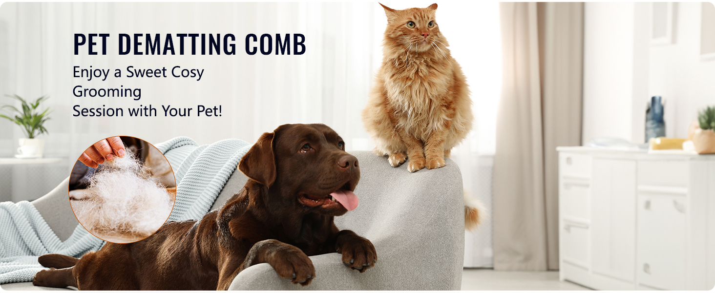 Щітка для собак та котів, гребінець для тварин з нержавіючої сталі 12+23 зубці, двостороння для видалення шерсті та розплутування, для дому (L, вишня, рожевий)