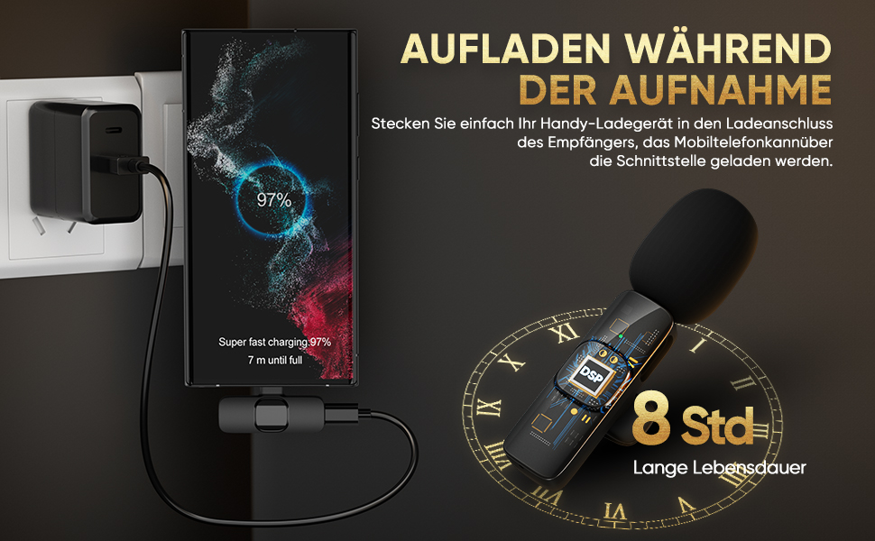 Беспроводной петличный микрофон XZ-K5 для iPhone/iPad/Android/Laptop с шумоподавлением (2 шт.)