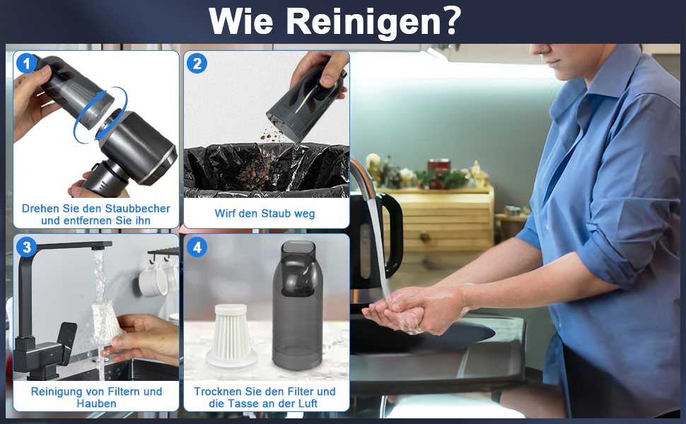 Бездротовий акумуляторний ручний пилосос XWGKLN 16000PA 4-в-1 для дому, авто, кухні, офісу та видалення шерсті тварин