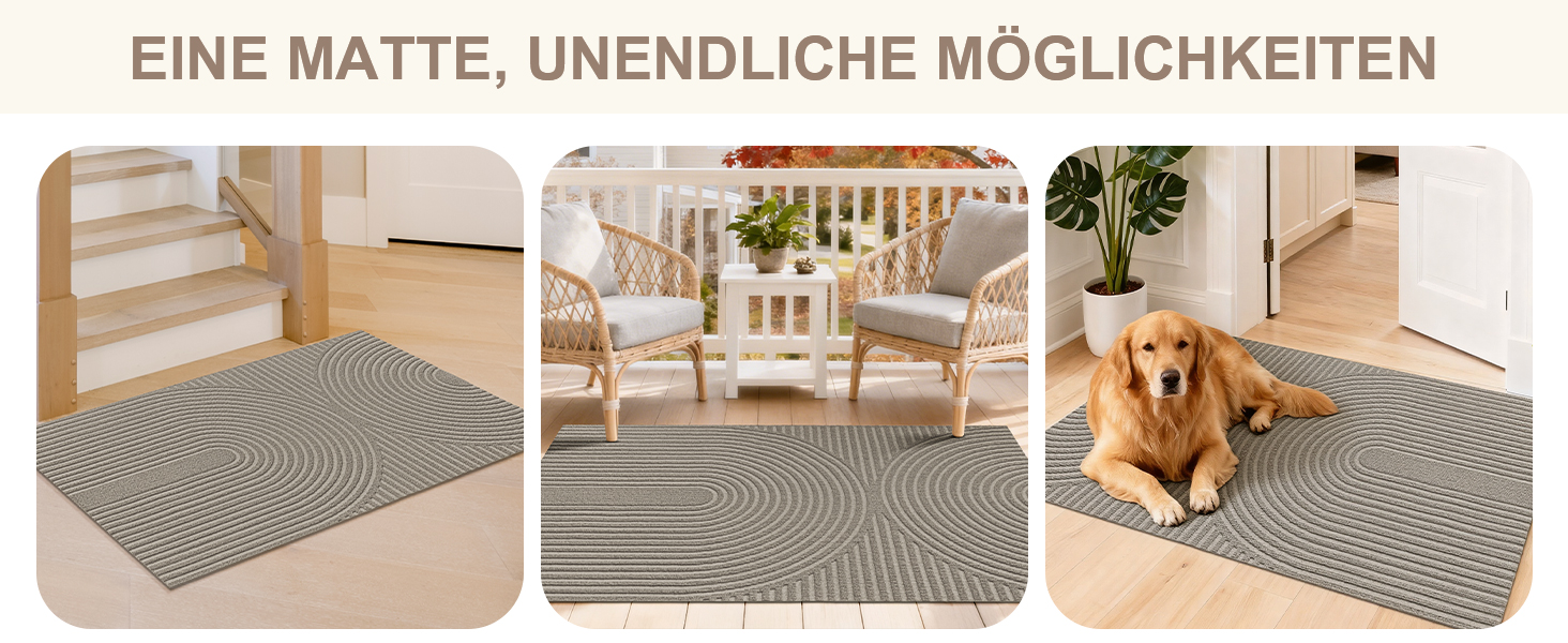 Килимок примічний та вуличний FEOMOS 80x120 см, протиковзний вологопоглинаючий килим для вхідних дверей, коридору, балкона та кухні, бежевий, придатний для прання