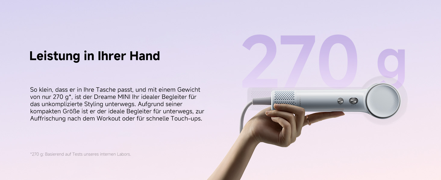 Фен DREAME Hair: Швидке сушіння, 110 000 обертів/хв, іонізація, регулювання температури та потужності, насадка-дифузор, тиха робота, білий (блакитний, міні)