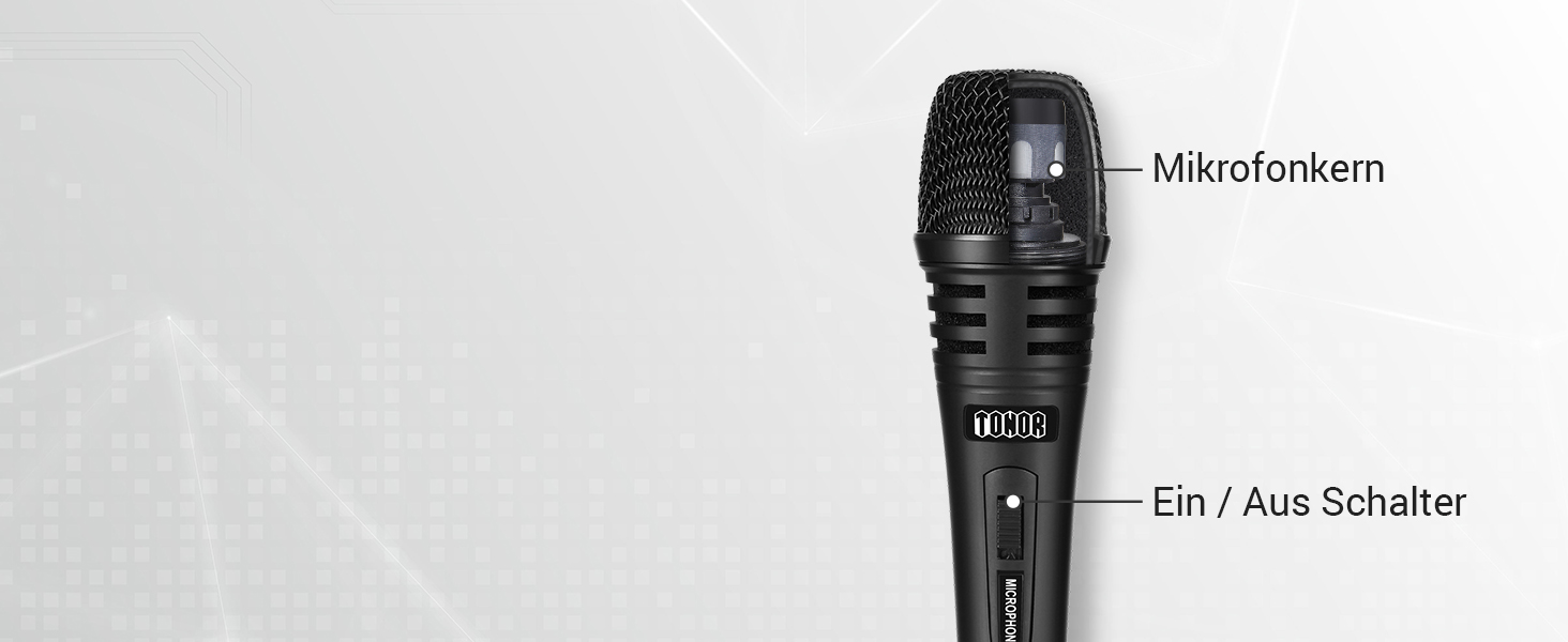 Динамічний мікрофон TONOR з XLR кабелем 5м та адаптером 6.35мм для караоке, сцени, студії та домашнього використання. Чорний