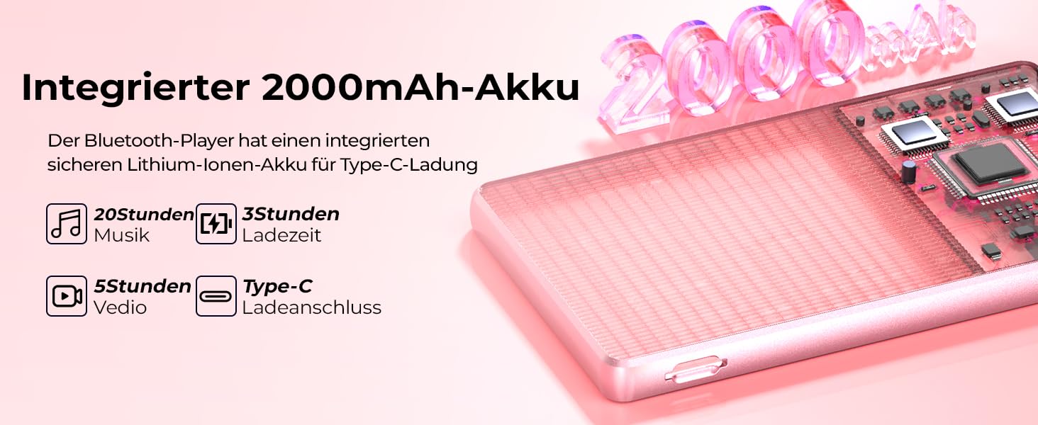 MP3 плеєр з підтримкою Spotify, Bluetooth та WiFi, сенсорний екран 4.5