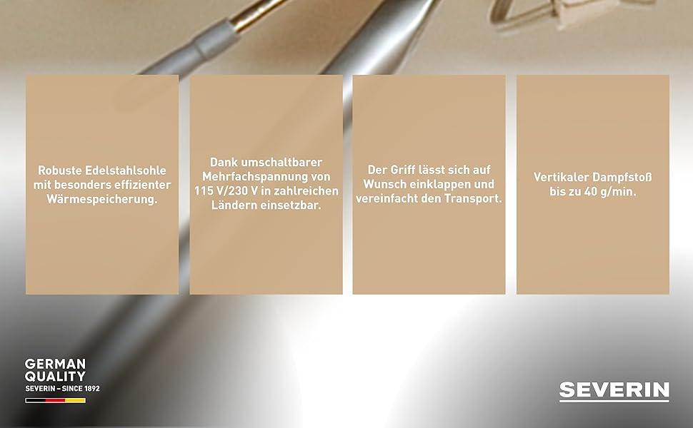 SEVERIN BA 3234: Подорожній парогенератор з регулюванням температури, 1000 Вт, срібний