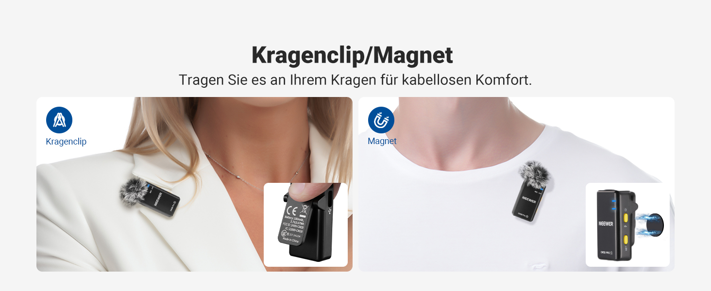 NEEWER CM28 Pro: Бездротове мікрофону з пригніченням шуму, 150м радіус дії, сумісний з iPhone, iPad, Android, DJI, Insta360, PC, Mac