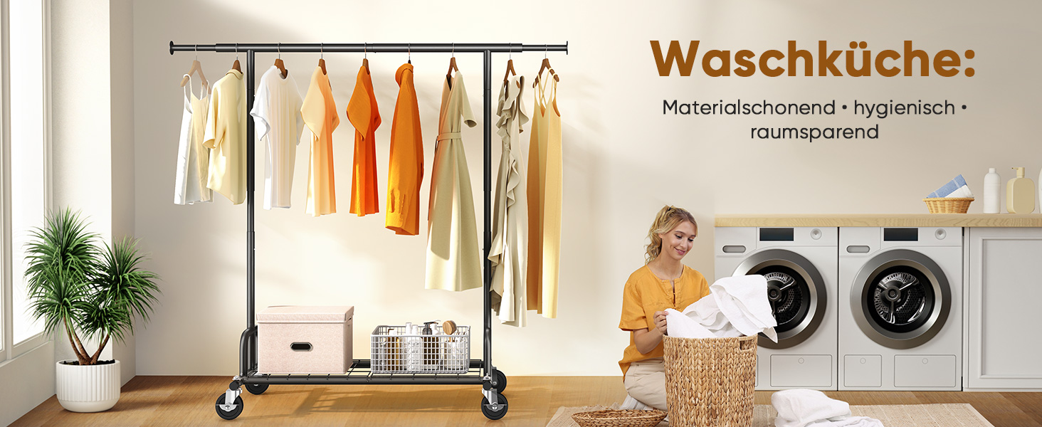 Підвісний стійка для одягу HOKEEPER на колесах, 136 кг, важкий, висувна штанга (S002K)