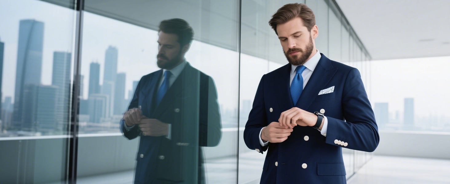 Краватки для чоловіків HISDERN: святкові краватки з кишеньковим хустинкою, класичний візерунок, в клітинку, для весілля та ділових зустрічей, блакитний колір