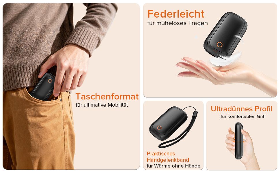 Електричні грілки для рук 2 шт. - акумуляторні, з магнітною застібкою, до 12 годин роботи, чорні - подарунок для жінок та чоловіків