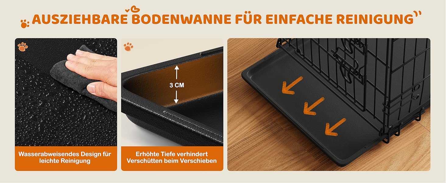 Клітка для собак Yaheetech 90x56x63 см, розкладний вольєр з перегородкою, 2 двері, чорна, для дому та транспортування