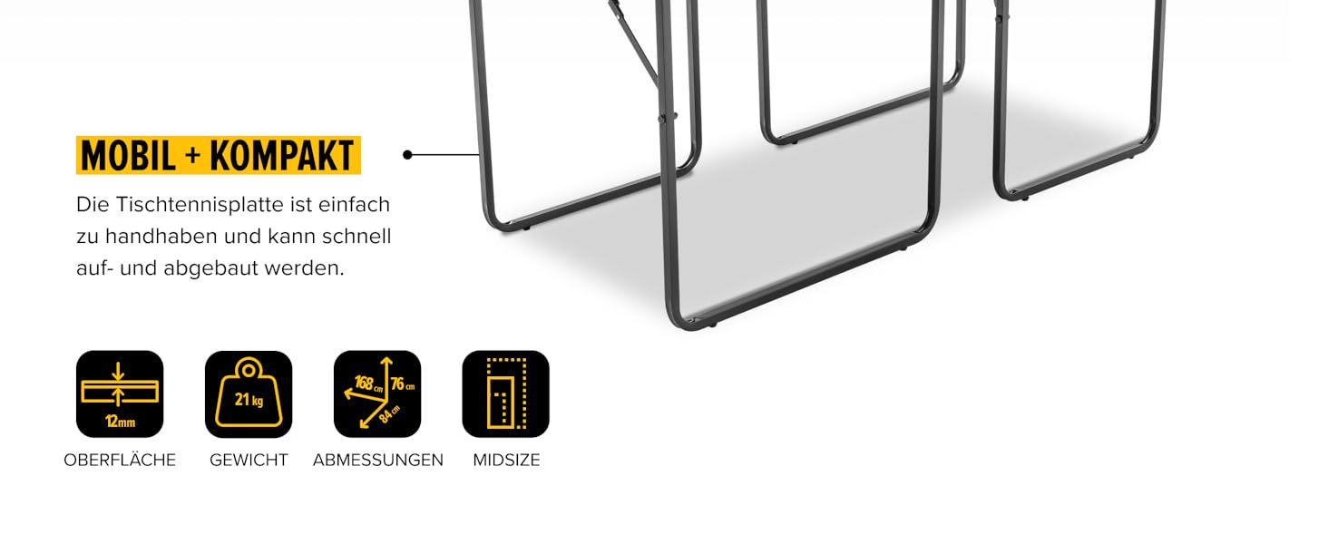 Стіл для пінг-понгу JOOLA Midsize, комплект з сіткою та набором для пінг-понгу, сірий