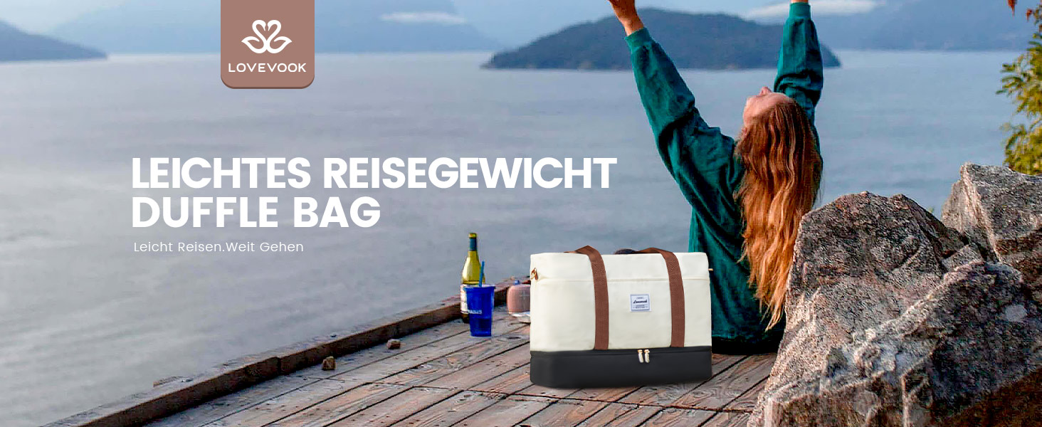 Сумка-рюкзак LOVEVOOK для жінок, 42L: водонепроникна дорожня сумка-мішок з відділенням для взуття, ідеальна для подорожей, спортзалу, пологів та Ryanair