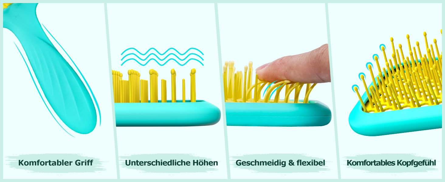 Щітка для волосся SHINLEA без заплутування для мокрого та сухого волосся, швидко сушиться, з вентиляцією, розплутує волосся для жінок, чоловіків, дітей, зменшує випадіння волосся, видаляє ковтуни (Блакитна)