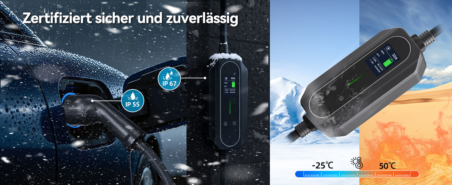 ELEGRP Мобільна зарядна станція для електромобілів Type 2, 22 кВт, 7м, 6-16A, IP67, 3 фази