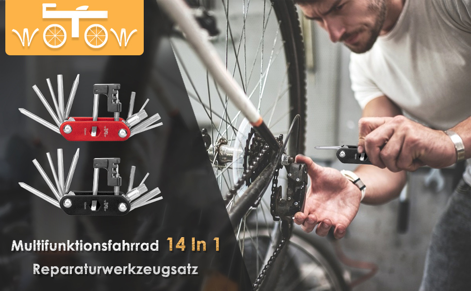 Набір інструментів для велосипеда WOTOW 16 в 1: багатофункціональний, складаний, для професійного ремонту та їзди на велосипеді