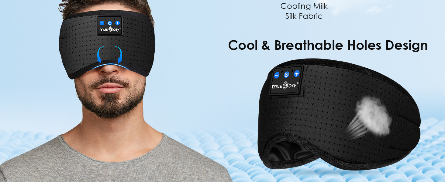 Маска для сну Musicozy з навушниками Bluetooth | 100% затемнення, для подорожей, релаксації | Подарунок для чоловіків та жінок