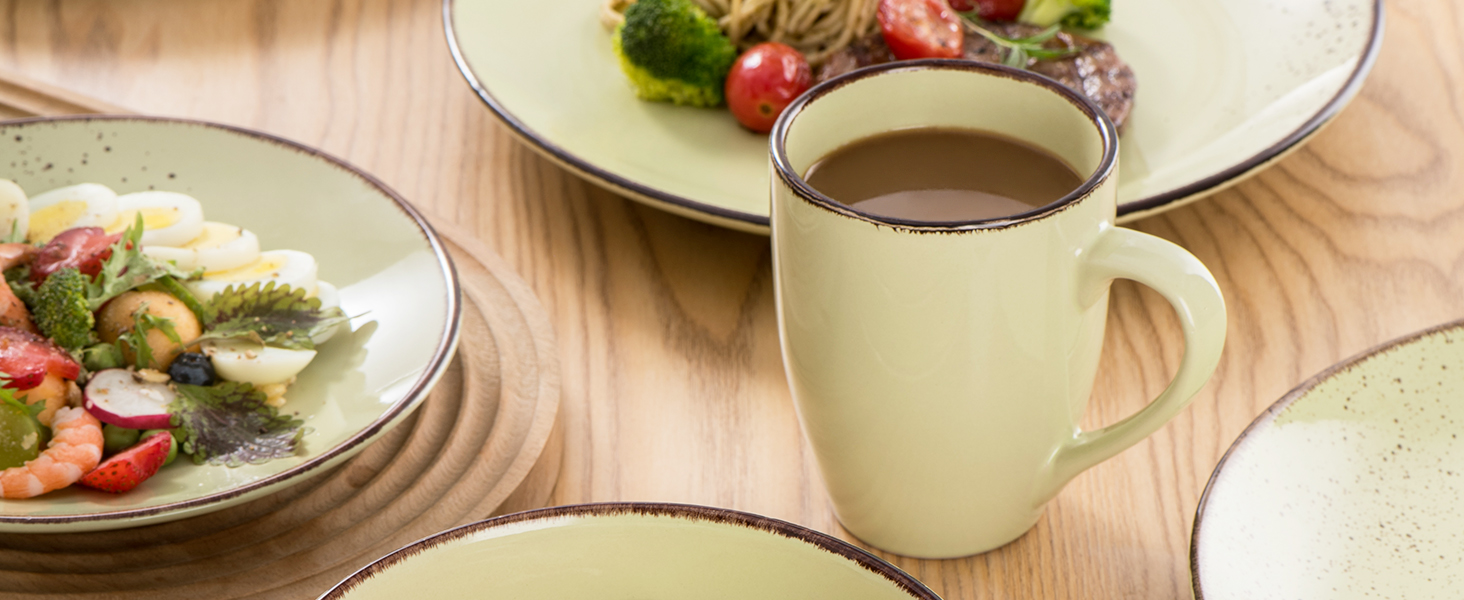 Набір посуду Vancasso Navia 16 TLG: 16-ти частинний сервіз зі штучного каменю, світло-блакитний, вінтажний стиль