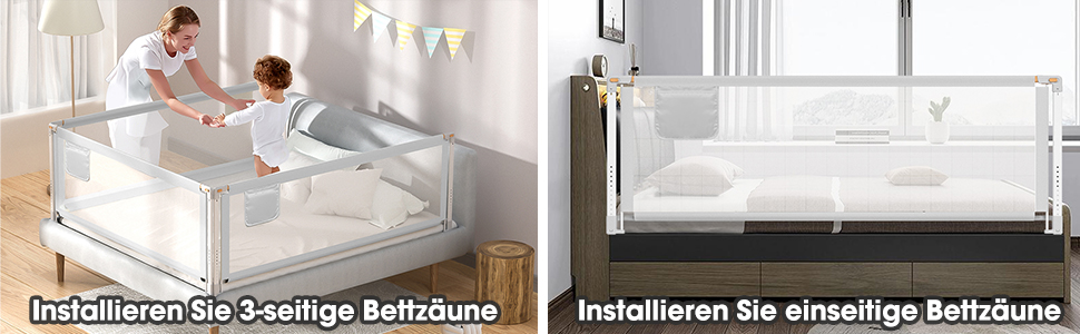 YIKANWEN Retractable Baby Bed Rail Guard - 200cm, Solid Wood Compatible, for Kids 0-10 Years