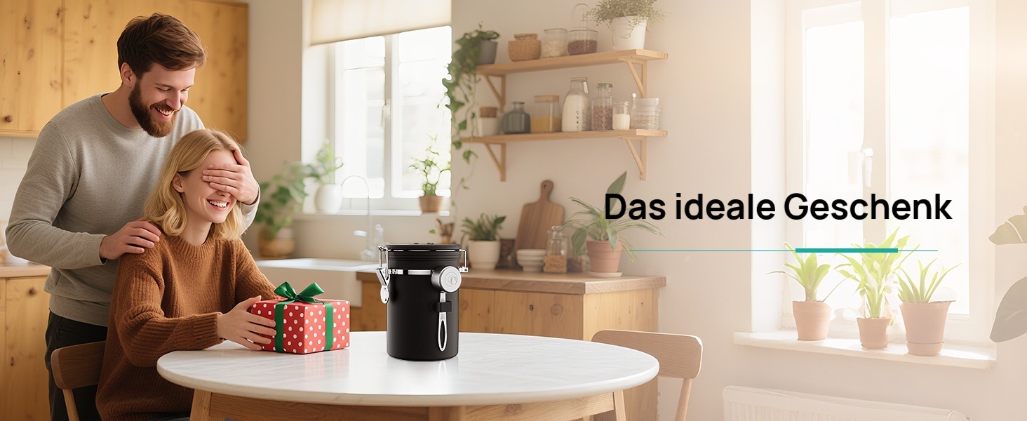 Контейнер для кави Coffee Gator з нержавіючої сталі, герметичний, з датчиком дати та CO2-вентилем, мірна ложка, для кавових зерен, кавової гущі, горіхів, чаю, цукру, борошна, сріблястий