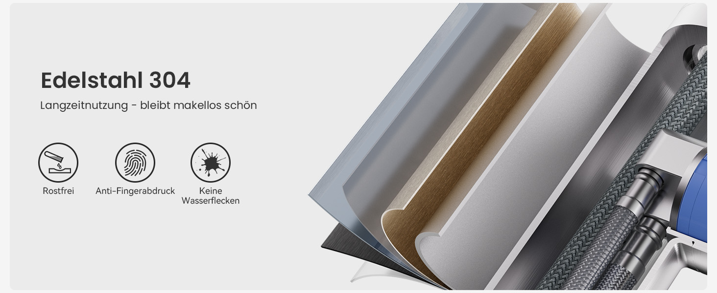 Кран кухонний CECIPA з 3 режимами, висувна лійка, поворотний на 360°, з високим виливом, нержавіюча сталь, з однією ручкою