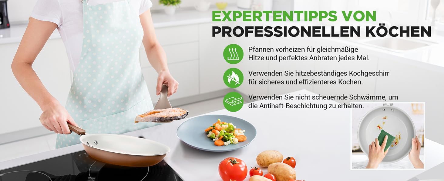 Набір посуду NutriChef для індукції та всіх типів плит, 14 предметів, антипригарне покриття без PFOA/PFOS, сталь та алюміній, золотий