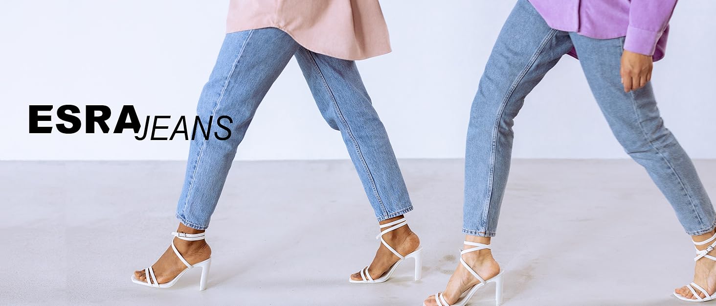 Джинси ESRA жіночі прямі з високою талією, стрейч, модель G200, розмір 34/J560