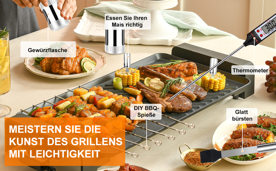 Набір аксесуарів для гриля з нержавіючої сталі, 28 предметів. Ідеальний для відпочинку на природі, кемпінгу та як подарунок на День батька, День народження або Різдво. З кейсом для зберігання.