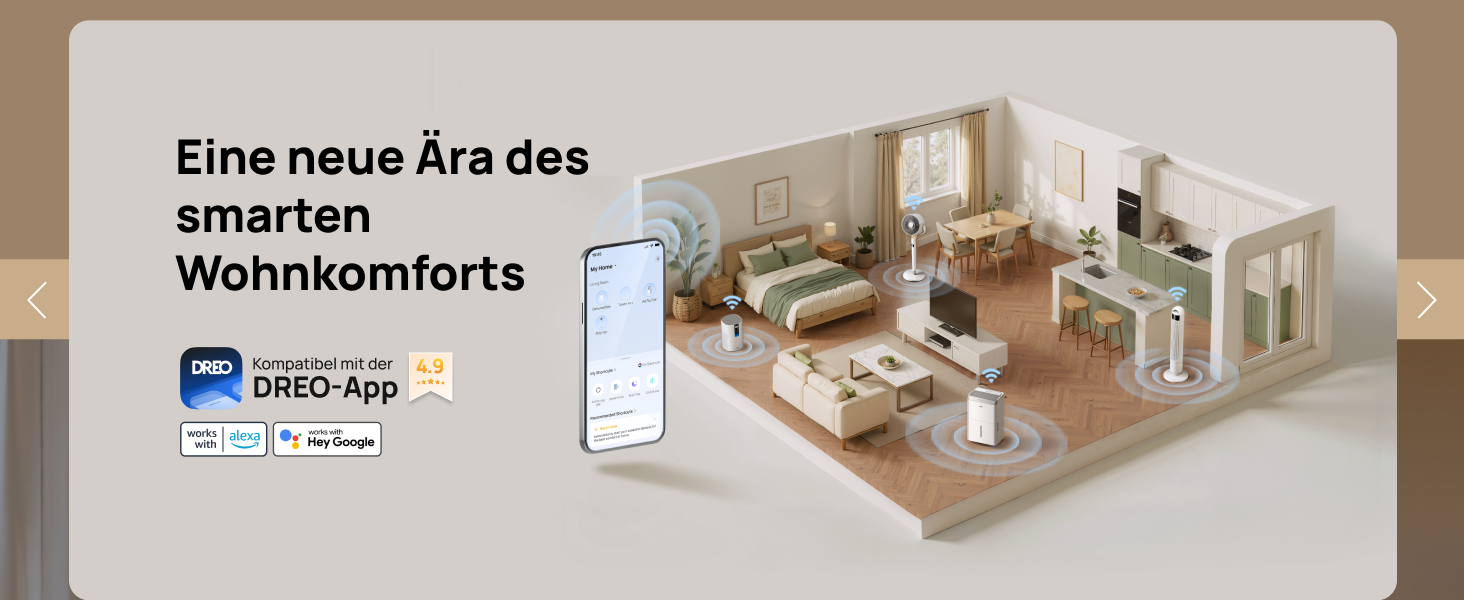 Dreo Електричний осушувач повітря 20л/24г - для приміщень 37 м², енергозберігаючий, тихий, з керуванням через App & Alexa, 3 режими, таймер, регулювання вологості, з відводом води, для спальні та ванної кімнати, білий