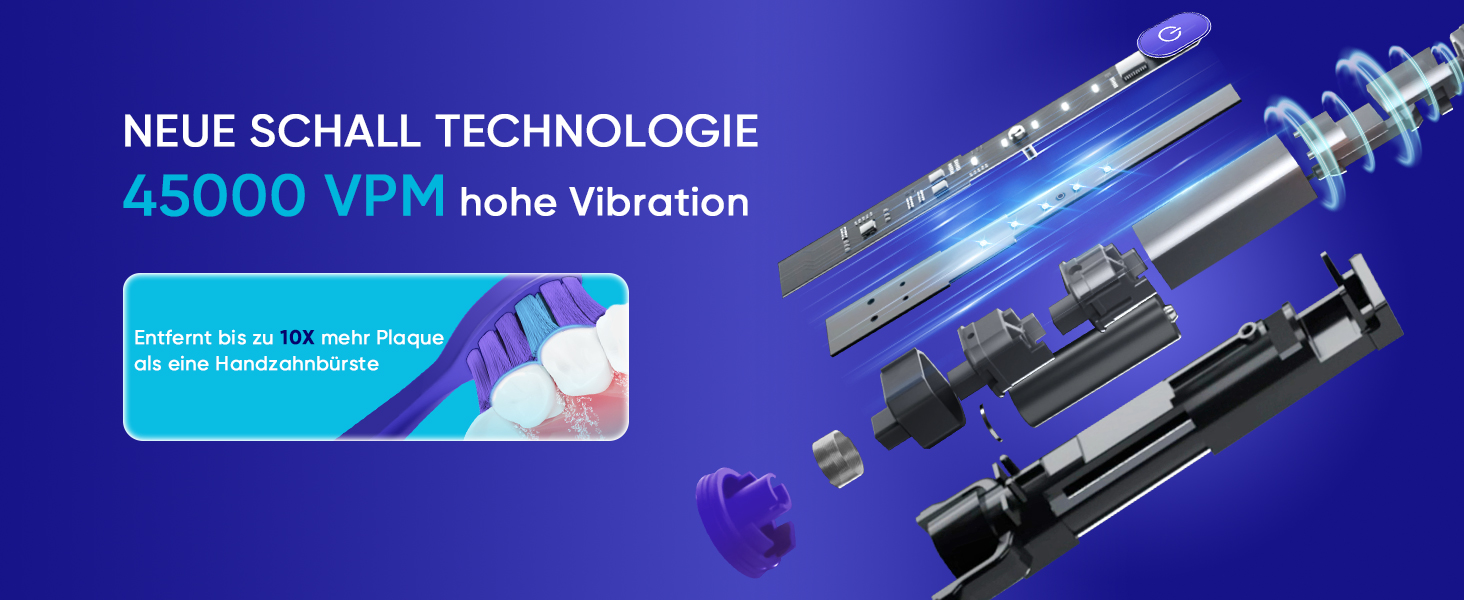 MySmile DY156 Електрична зубна щітка для дорослих, акумуляторна звукова зубна щітка, портативна з 3 насадками, таймер 2 хвилини, 5 режимів, 45000 VPM, 60 днів від заряду, блакитна, 1 шт.