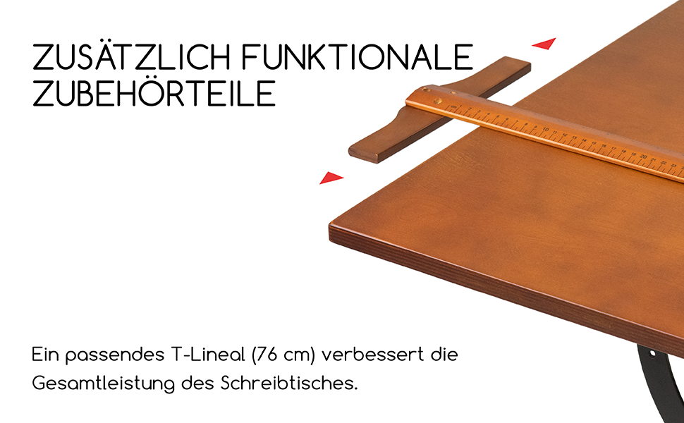 MEEDEN Large Walnut Wood Art Drawing Table - Adjustable Height Studio Desk for Painting, Writing & Reading (107 x 76cm)