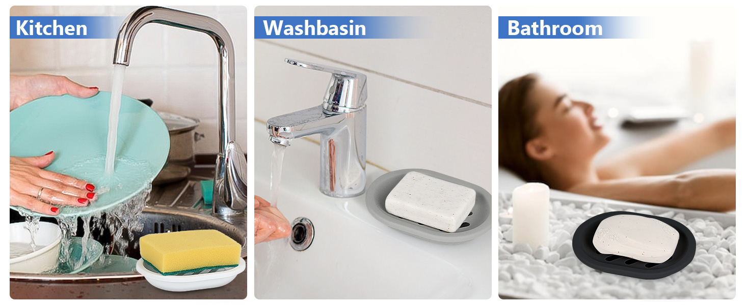 Набір мильниць Topsky (2 шт.): для ванної та кухні, легке очищення, суха мильниця