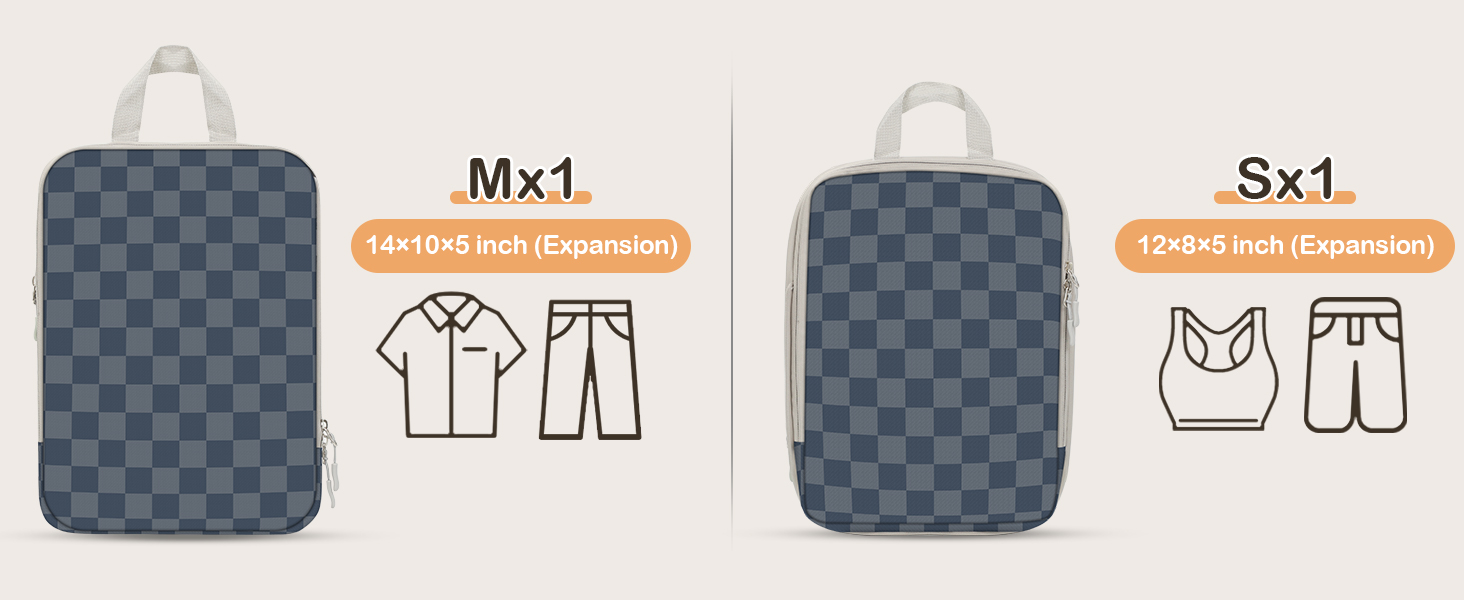 VnioLife Набори для пакування валізи - 8 шт. Органайзери для подорожей, компресійні кубики, синій та сірий