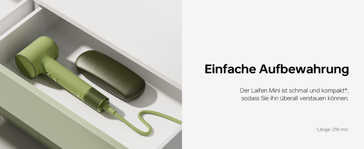Компактний фен для волосся Laifen Mini (Matcha Green) — потужний мотор 110 000 об/хв, 200 млн негативних іонів, режим для дітей, легкий дорожній фен, 299 г