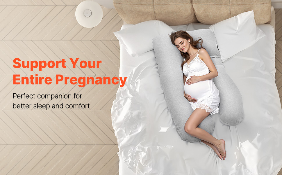 Подушка для вагітних VEVOR C-подібної форми, 133x63x21 см. Підтримка спини, живота, стегон та ніг. Знімний та пральний чохол.